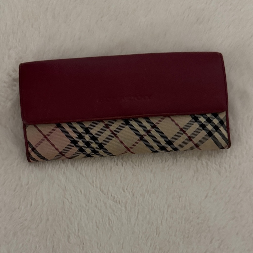 Burberry Red and Tan Plaid Wallet
